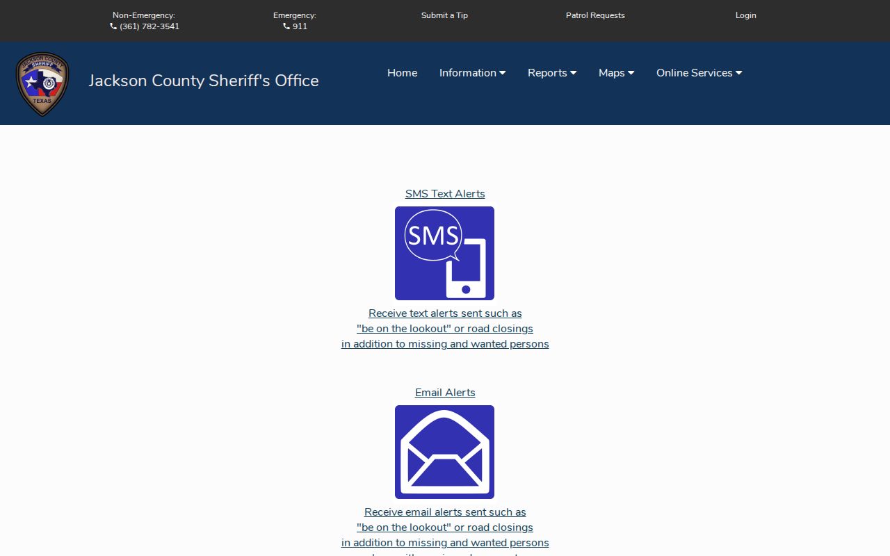 Jackson County warrant-record alert portal